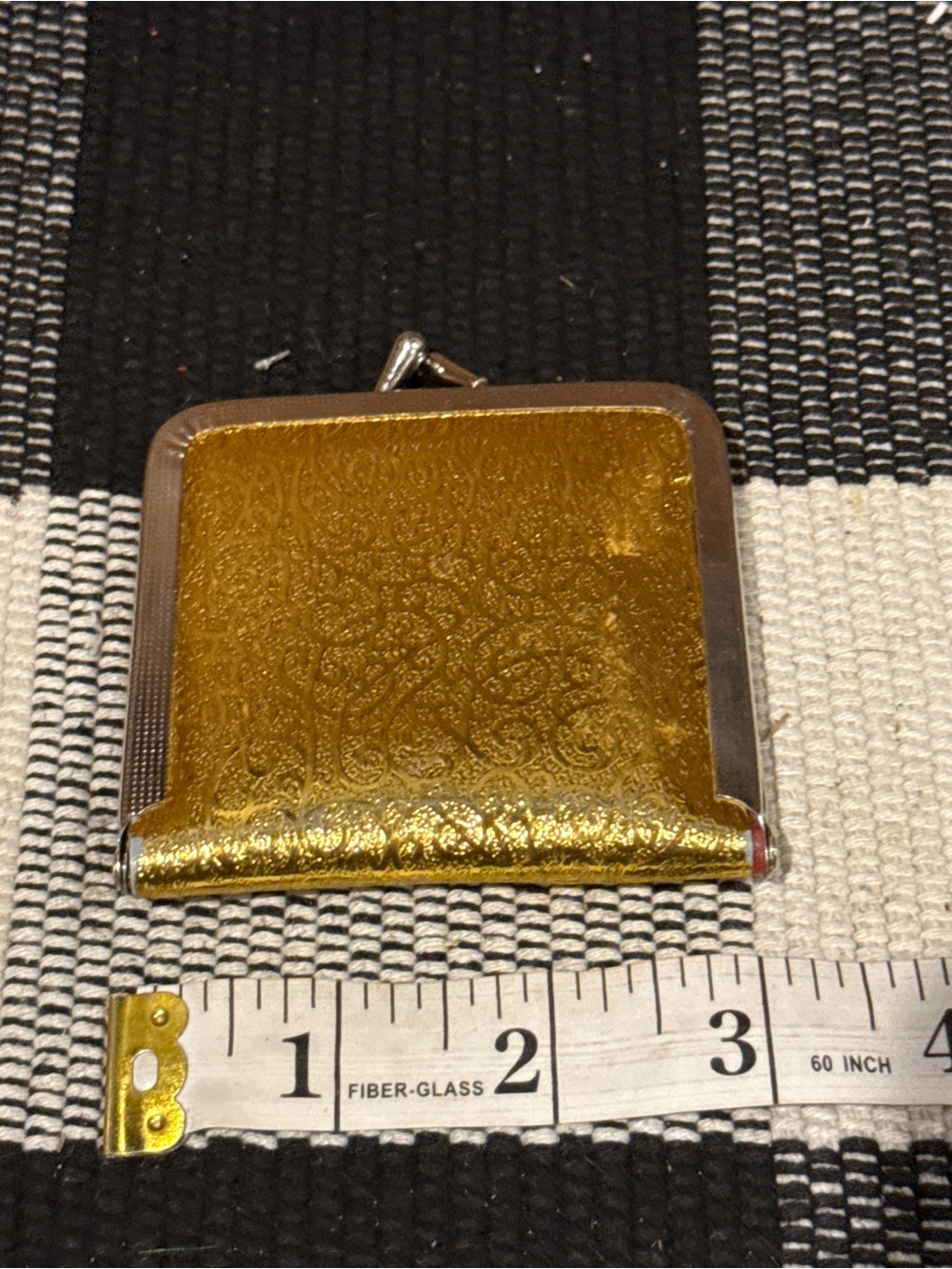 Vintage Gold Foil Compact Mirror Double Mirror Vanity Makeup Compact